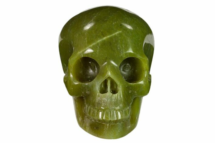 Realistic, Polished Jade (Nephrite) Skull #151134